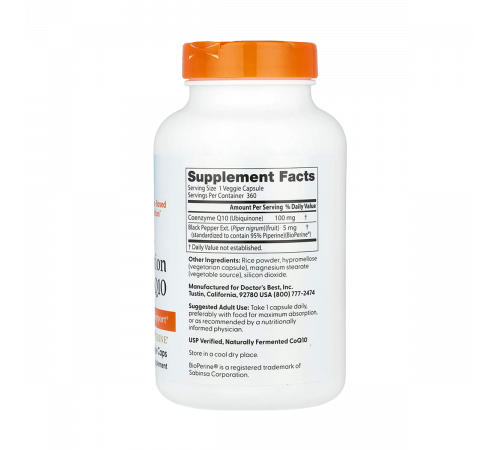 Легкоусвояемый коэнзим Q10 с BioPerine, High Absorption CoQ10 with BioPerine, Doctor's Best, 360 капсул