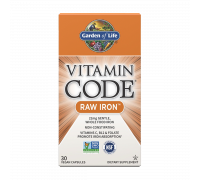 Железо, Vitamin Code Raw Iron, Garden of Life, 30 капсул