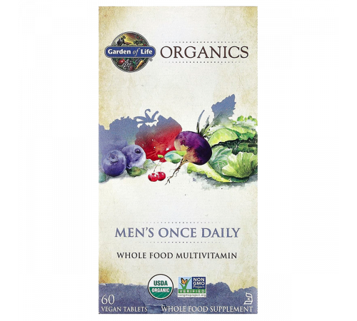 Мультивитамины для мужчин 40+, mykind Organic Men's Multi 40+, Garden of Life, 60 веганских таблеток