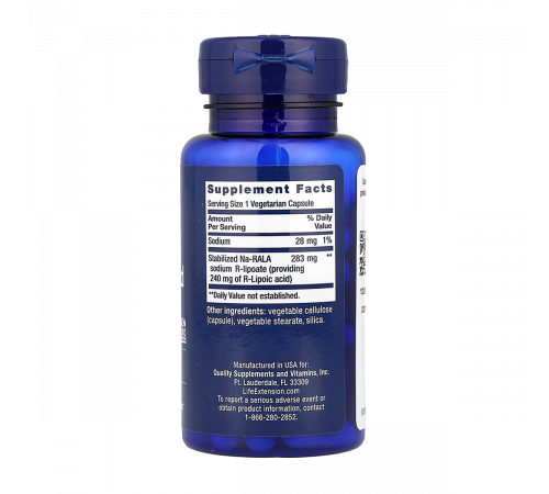 R-липоевая кислота, Super R-Lipoic Acid, Life Extension, 60 вегетарианских капсул