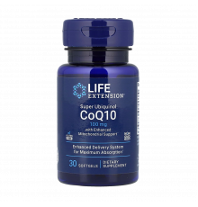 Суперубихинол коэнзим Q10 с улучшенной поддержкой митохондрий, Super Ubiquinol CoQ10 with Enhanced Mitochondrial Support, Life Extension, 30 капсул