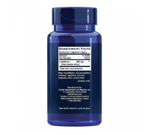 Лактоферрин, Lactoferrin Caps, Life extension, 60 вегетарианских капсул