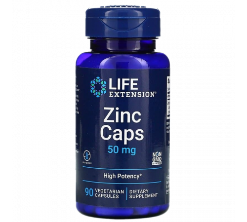 Цинк, Zinc caps, Life Extension, 90 капсул