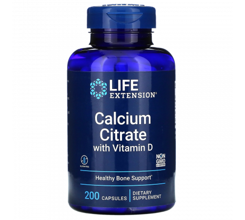 Цитрат кальция с витамином D3, Calcium Citrate with Vitamin D3, Life Extension, 200 капсул