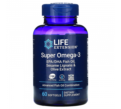 Супер омега-3, Super Omega-3, Life Extension, 60 таблеток