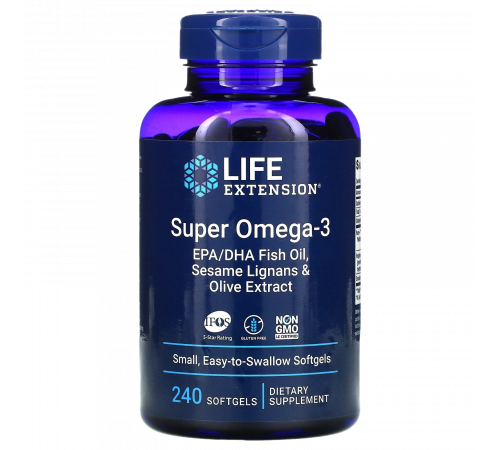 Супер омега-3, Super Omega-3, Life Extension, 240 капсул