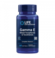 Витамин Е, Gamma E Mixed Tocopherols & Tocotrienols, Life Extension, 60 капсул