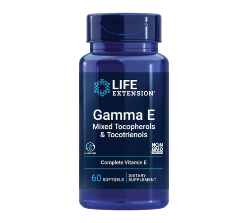 Витамин Е, Gamma E Mixed Tocopherols & Tocotrienols, Life Extension, 60 капсул