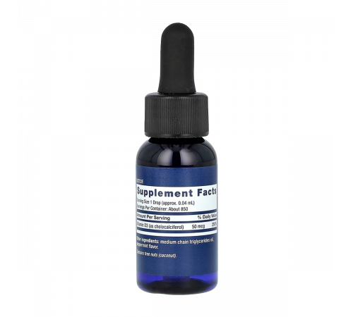 Жидкий витамин D3 со вкусом мяты, Liquid Vitamin D3 Mint Flavor, Life Extension, 29,57 мл