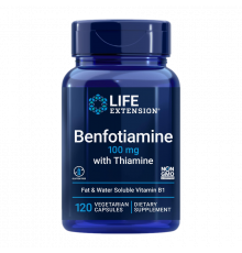 Бенфотиамин с тиамином, Benfotiamine with Thiamine, Life Extension, 120 вегетарианских капсул