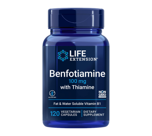 Бенфотиамин с тиамином, Benfotiamine with Thiamine, Life Extension, 120 вегетарианских капсул