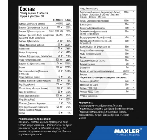Комплекс для мужского здоровья, VitaMen, Maxler, 90 таблеток