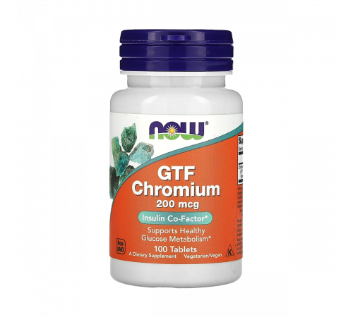 Хром, GTF Chromium, Now Foods, 100 таблеток