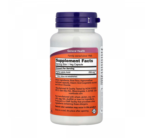 Альфа-липоевая кислота, Alpha Lipoic Acid, Now Foods, 60 капсул