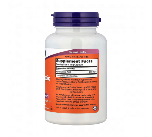 Альфа-липоевая кислота, Alpha Lipoic Acid, Now Foods, 120 капсул