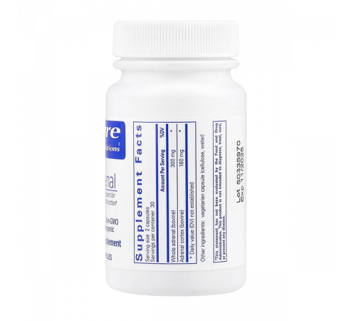 Добавка для здоровья надпочечников, Adrenal, Pure Encapsulations, 60 капсул