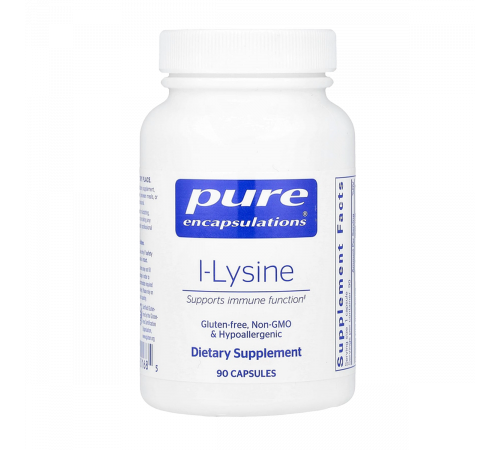 L-лизин, l-Lysine, Pure Encapsulations, 90 капсул