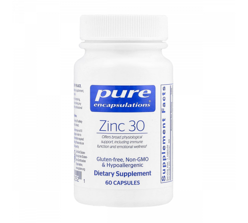 Цинк, Zinc, Pure Encapsulations, 60 капсул