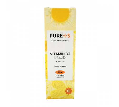 Витамин D3, Vitamin D3, PURE+S, 50 мл