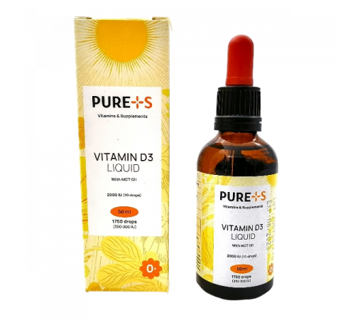 Витамин D3, Vitamin D3, PURE+S, 50 мл