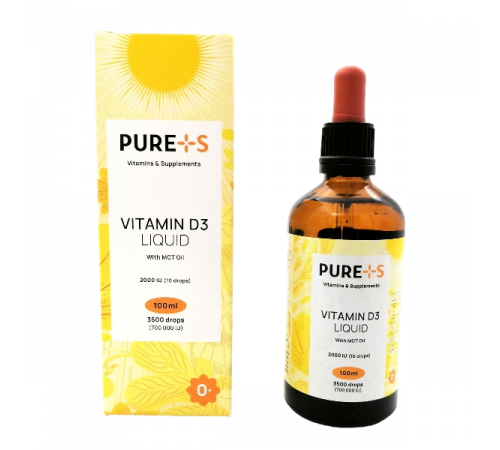 Витамин D3, Vitamin D3, PURE+S, 100 мл