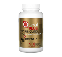 Убихинол + Омега-3, Ubiquinol + Omega-3, Qunol, 90 капсул