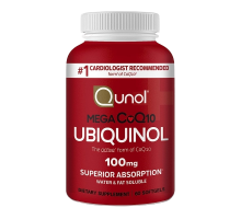 Убихинол с витамином C, Mega CoQ10 Ubiquinol, Qunol, 60 капсул