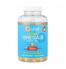 Ультра омега-3 рыбий жир со вкусом лимона, Ultra Omega-3 Fish Oil, Qunol, 180 мини-капсул