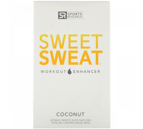 Спортивная мазь с органическим кокосовым маслом, Gym Packet Box, Sweet Sweat, 20 пакетиков по 15 г