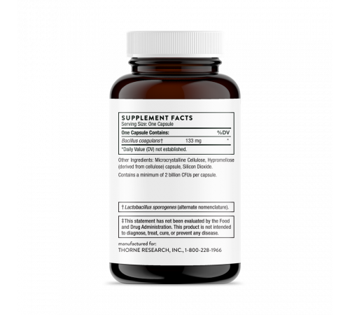 Пробиотик, Bacillus Coagulans, Thorne, 60 вегетарианских капсул