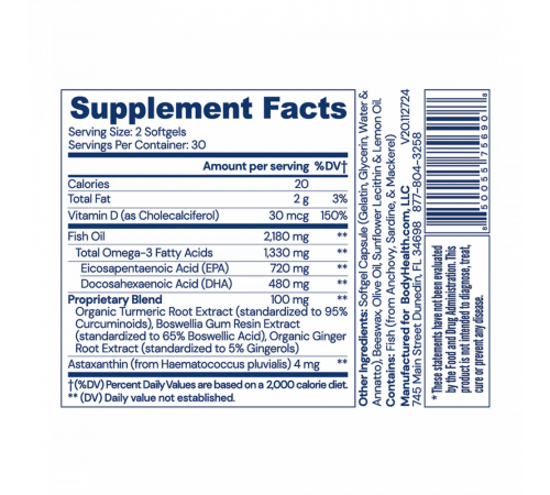 Омега-3, Omega 3 Health, BodyHealth, 60 капсул