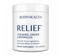 Растительный комплекс с куркумой, босвеллией и имбирём, Relief, BodyHealth, 90 капсул