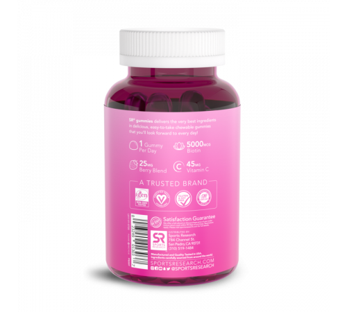 Биотин с витамином C, Biotin + Vitamin C, Sports Research, 60 жевательных капсул