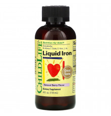 Жидкое железо с ягодным вкусом, Liquid Iron Natural Berry Flavor, ChildLife, 118 мл