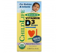 Витамин D3 в каплях с ягодным вкусом, ChildLife, 10мл