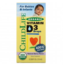 Витамин D3 в каплях с ягодным вкусом, ChildLife, 10мл