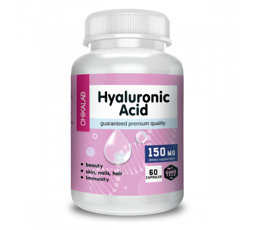 Гиалуроновая кислота, Hyaluronic Acid, Chikalab, 60 капсул