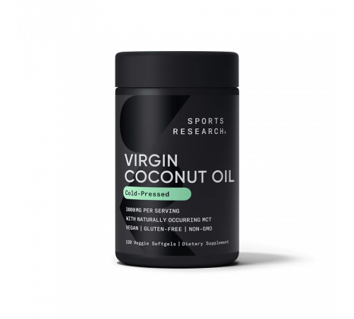 Кокосовое масло, Coconut Oil Virgin Organic, Sports Research, 120 капсул