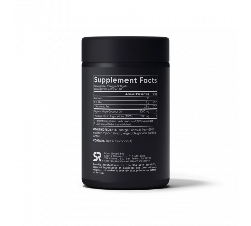 Кокосовое масло, Coconut Oil Virgin Organic, Sports Research, 120 капсул