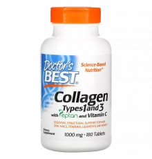 Коллаген 1 и 3 типа с пептаном и витамином С, Collagen Types 1 and 3 with Peptan and Vitamin C, Doctor's Best, 180 таблеток