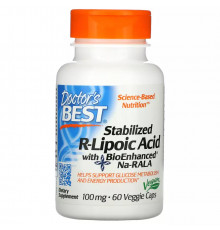 Cтабилизированная R-липоевая кислота, Stabilized R-Lipoic Acid, Doctor's Best, 60 вегетарианских капсул