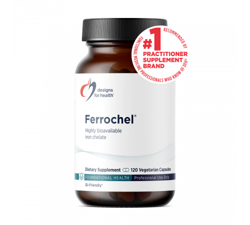 Хелатное железо Ferrochel, Ferrochel Iron Chelate, Designs for Health, 120 вегетарианских капсул