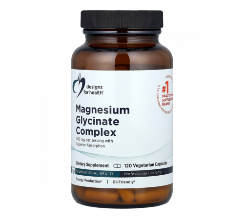 Комплекс глицината магния, Magnesium Glycinate Complex, Designs For Health, 120 вегетарианских капсул