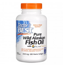 Рыбий жир из дикой аляски, Pure Wild Alaskan Fish Oil with AlaskOmega, Doctor's Best, 180 морских капсул