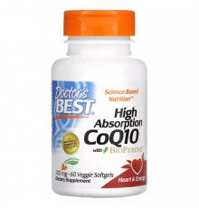 Коэнзим Q10 с высокой абсорбцией с биоперином, High Absorption CoQ10, Doctor's Best, 60 вегетарианских капсул