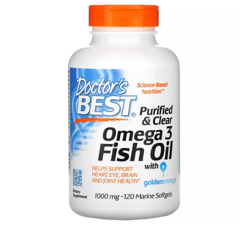 Рыбий жир с омега-3, Omega 3 Fish Oil, Doctor's Best, 120 капсул