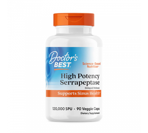 Серрапептаза, High Potency Serrapeptase, Doctor's Best, 90 вегетарианских капсул