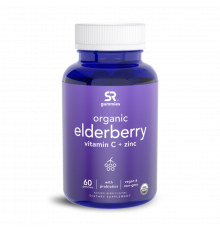 Комплекс Бузины + Витамин C, Цинк и Пробиотики, Elderberry Gummies + C, Zn & Probiotic Organic, Sports Research, 60 жевательных капсул