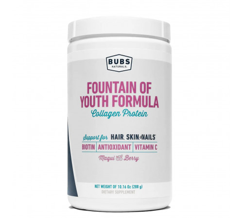 Комплекс коллагена с антиоксидантами, Fountain of Youth Formula, Bubs Naturals, 288 г