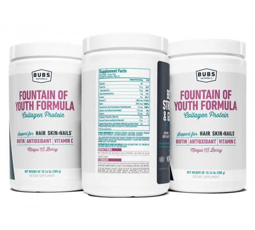 Комплекс коллагена с антиоксидантами, Fountain of Youth Formula, Bubs Naturals, 288 г